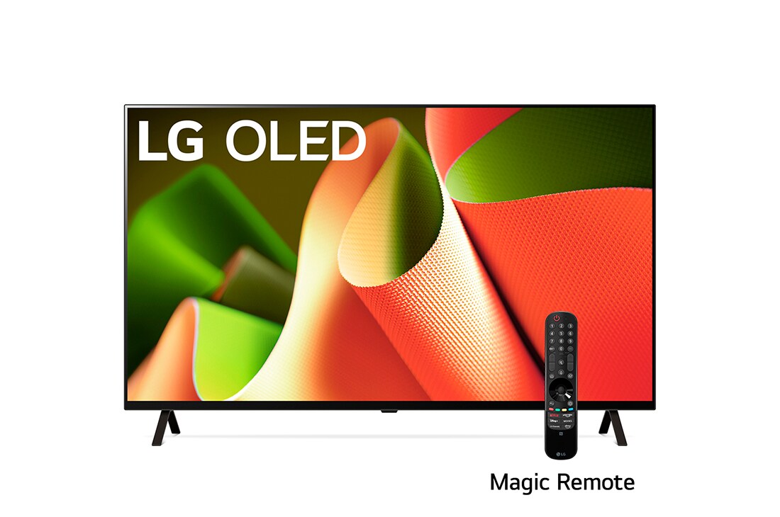 LG 55''pulgadas LG OLED B4 4K Smart TV 2024, Vista lateral ligeramente inclinada hacia la izquierda del televisor LG OLED, OLED B4, OLED55B4PSA