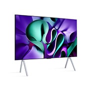 LG Televisor LG SIGNATURE OLED M4 de 97 pulgadas con transmisión de video y audio en 4K a 120 Hz , LG OLED evo televizoriaus OLED G4 ant sienos vaizdas iš dešinės, OLED97M4PSA, thumbnail 7