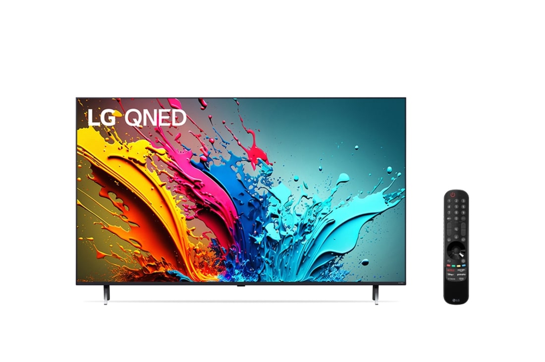LG 86 pulgadas LG QNED85 4K UHD Smart TV 2024, Vista frontal da QNED85 com LG QNED e 2024 na tela, 86qned85tsa, thumbnail 2