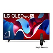 LG 42''pulgadas LG OLED evo C4 4K Smart TV 2024, Vista frontal con LG OLED evo y el emblema OLED número 1 del mundo de 11 años en la pantalla., OLED42C4PSA, thumbnail 1