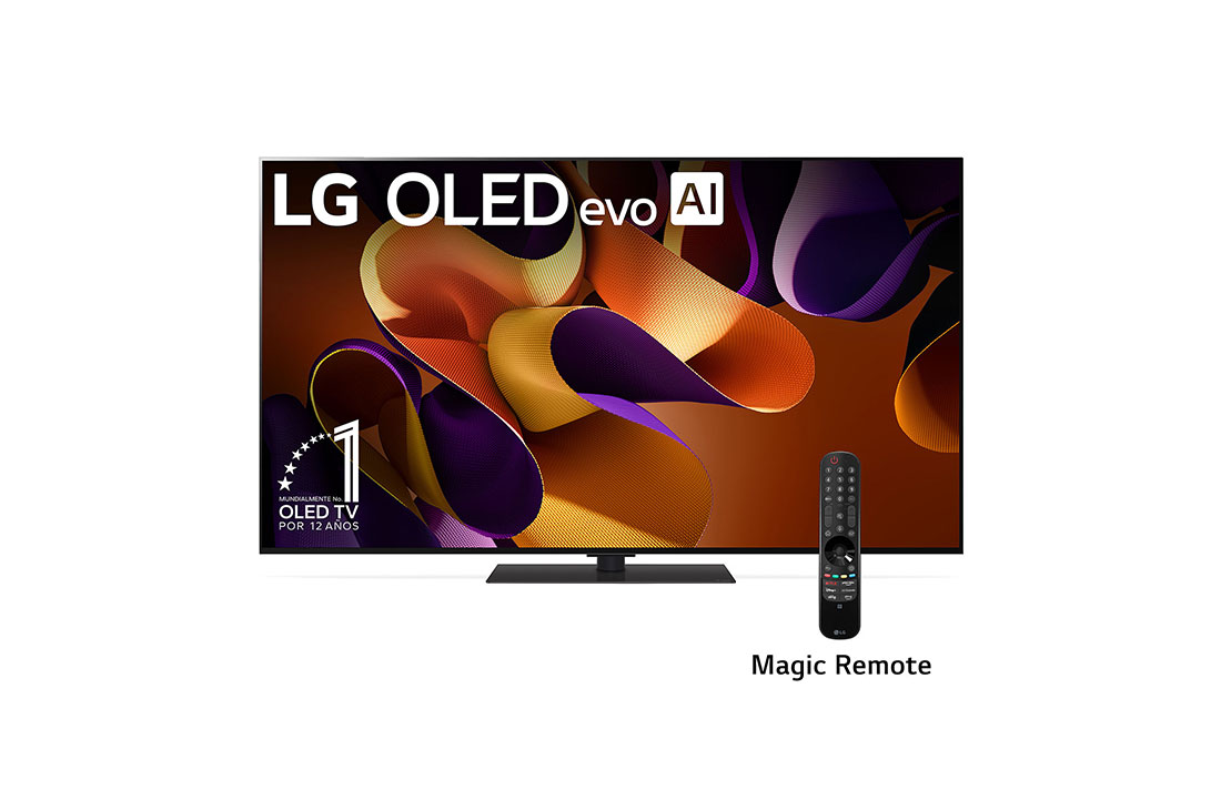 LG 65 Pulgadas LG OLED evo AI G4 4K Smart TV 2024, Vista lateral ligeramente inclinada hacia la izquierda de la televisión LG OLED evo, OLED G4 en la pared, OLED65G4PSA