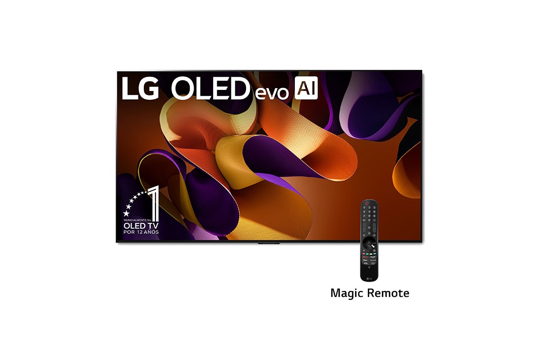 LG Pantalla LG OLED evo 83 pulgadas 4K SMART TV 2024 ThinQ AI OLED83G4PSA, Vista lateral ligeramente inclinada hacia la izquierda de la televisión LG OLED evo, OLED G4 en la pared, OLED83G4PSA