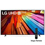 LG 86 Pulgadas LG UT8050 AI 4K Smart TV 2024, Front view of LG UHD TV, UT80 with text of LG UHD AI ThinQ, 2024, and webOS Re:New Program logo on screen, 86UT8050PSB, thumbnail 1