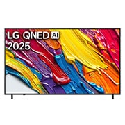 LG 86 pulgadas LG QNED AI QNED82 4K Smart TV 2025, Front view of LG QNED82 TV, LG QNED Al Logo on the top corner. LG QNED TV depicts colorful paintike textures coming together., 86QNED82ASG, thumbnail 1