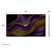 LG 77 pulgadas LG OLED evo AI G5 4K Smart TV 2025, Front view and side view of LG OLED evo AI G5 4K Smart TV showing its length, width, height, and depth dimensions., OLED77G5PSA, thumbnail 5