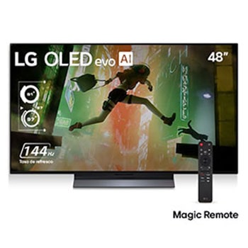 Vista de frente de la Smart TV LG OLED evo AI C5 4K. El emblema “OLED, número 1 del mundo durante 12 años” y el logotipo de LG OLED evo AI 2025 aparecen en la pantalla.1