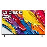 LG 65 pulgadas LG QNED AI QNED82 4K Smart TV 2025, Front view of LG QNED82 TV, LG QNED Al Logo on the top corner. LG QNED TV depicts colorful paintike textures coming together., 65QNED82ASG, thumbnail 1