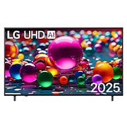 LG 65 pulgadas LG UHD AI UA85 AI 4K Smart TV 2025, Vista de frente de la UHD UA80 TV, logotipo de LG UHD Al en la esquina superior. En la LG UHD TV se muestran coloridas texturas como de pinturas que se combinan., 65UA8550PSA, thumbnail 1