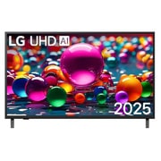 LG 43'' LG UHD AI UA80 AI 4K Smart TV 2025, Vista de frente de la UHD UA80 TV, logotipo de LG UHD Al en la esquina superior. En la LG UHD TV se muestran coloridas texturas como de pinturas que se combinan., 43UA8000PSB, thumbnail 1