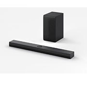 LG Barra de sonido LG S70TY 400W  ch 3.1.1  Dolby Atmos® WOW Orchestra AI Sound Pro , Top angled view of LG Soundbar S70TY and subwoofer, S70TY, thumbnail 2