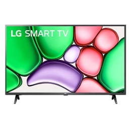 Front view of LG FHD TV, LR67 with text of LG SMART TV and 2024 on screen with 2-pole stand2