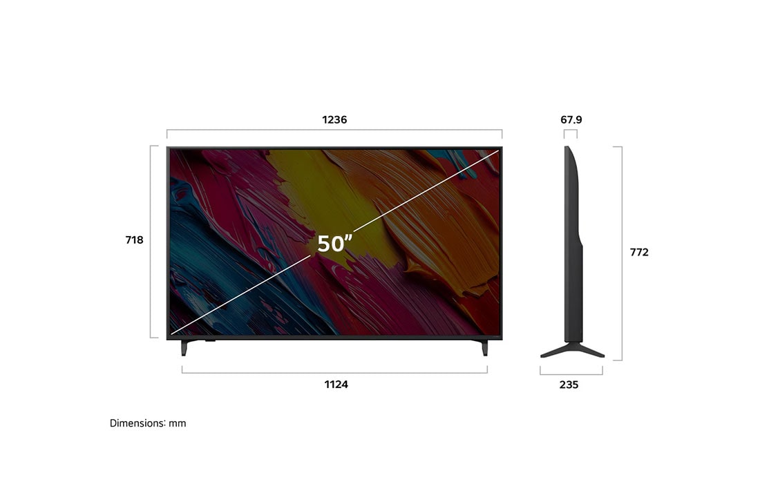 LG 50'' LG QNED AI 4K Smart TV colores más reales – Incluye Magic Remote AI, Side view, 50QNED70ASA, thumbnail 4