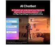 LG 50'' LG QNED AI 4K Smart TV colores más reales – Incluye Magic Remote AI, Sci-fi content is playing on an LG TV screen. On the screen is the Al Chatbot interface. The user messaged the chatbot saying that the screen is too dark. The chatbot offered solutions to the request., 50QNED70ASA, thumbnail 13