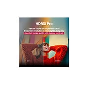 LG  55 pulgadas LG UHD AI UA85 AI 4K Smart TV 2025, Una foto de una chica con un suéter rojo dividida por la mitad para mostrar el lado izquierdo en SDR y el lado derecho en HDR10 Pro. La parte derecha de la imagen es más nítida y tiene mayor contraste, 55UA8550PSA, thumbnail 7