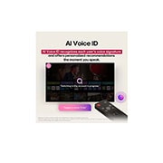 LG  55 pulgadas LG UHD AI UA85 AI 4K Smart TV 2025, La pantalla de una LG TV con un AI Magic Remote de fondo. El botón de IA está resaltado y con un globo de texto: Sugiere una película que me guste. En la pantalla, se muestra el ícono de usuario E, qu, 55UA8550PSA, thumbnail 9