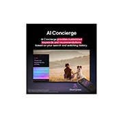 LG  55 pulgadas LG UHD AI UA85 AI 4K Smart TV 2025, Un LG AI Magic Remote frente a la pantalla de una LG TV. En la pantalla, aparece un saludo personalizado de LG AI con palabras clave personalizadas basadas en el historial de búsquedas y visualizacion, 55UA8550PSA, thumbnail 12