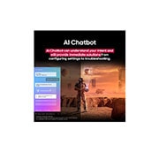 LG  55 pulgadas LG UHD AI UA85 AI 4K Smart TV 2025, Pantalla de una LG TV que reproduce contenido de ciencia ficción. En la pantalla, se muestra la interfaz de AI Chatbot. El usuario envió un mensaje al chatbot en el que dijo que la pantalla está demas, 55UA8550PSA, thumbnail 13