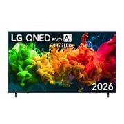 LG 75'' LG QNED evo AI QNED80 Mini LED 4K Smart TV 2026, La vista frontal de LG QNED evo AI Mini LED QNED80, lanzada en 2026, llena la pantalla con flujos vívidos y fluidos de movimiento multicolor, similar a la pintura, a medida que los colores en capas se, 75QNED80BSG, thumbnail 1