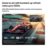 LG 75'' LG QNED evo AI QNED80 Mini LED 4K Smart TV 2026, LG QNED evo AI Mini LED QNED80 para Ultimate Gameplay muestra una escena de carreras de alta velocidad con un recuadro de comparación que destaca un movimiento más suave a través de Motion Booster 120, 75QNED80BSG, thumbnail 12