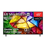 LG 65'' LG Mini RGB evo AI MRGB85 4K Smart TV 2026, La vista frontal de LG Mini RGB evo AI MRGB85, lanzada en 2026, muestra una imagen cristalina de facetas multicolores claramente definidas, con una pantalla de 75 pulgadas, webOS, doble cobertura de c, 65MRGB85BSC, thumbnail 2