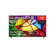 LG 75&nbsp;Inch LG Mini RGB evo AI MRGB85 4K Smart TV&nbsp;2026, La vista frontal de LG Mini RGB evo AI MRGB85, lanzada en 2026, muestra una imagen cristalina de facetas multicolores claramente definidas, con una pantalla de 75 pulgadas, webOS, doble cobertura de c, 75MRGB85BSC, thumbnail 1