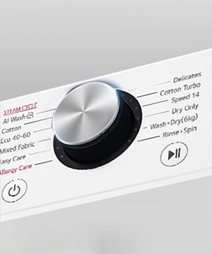 Karastatud klaasist uksega pesumasina kujutis on selgelt nähtav.