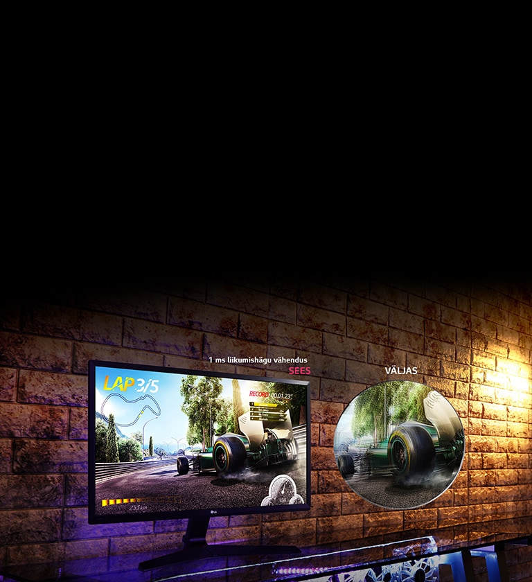 1 ms liikumishägu vähendusega IPS monitor<br>2