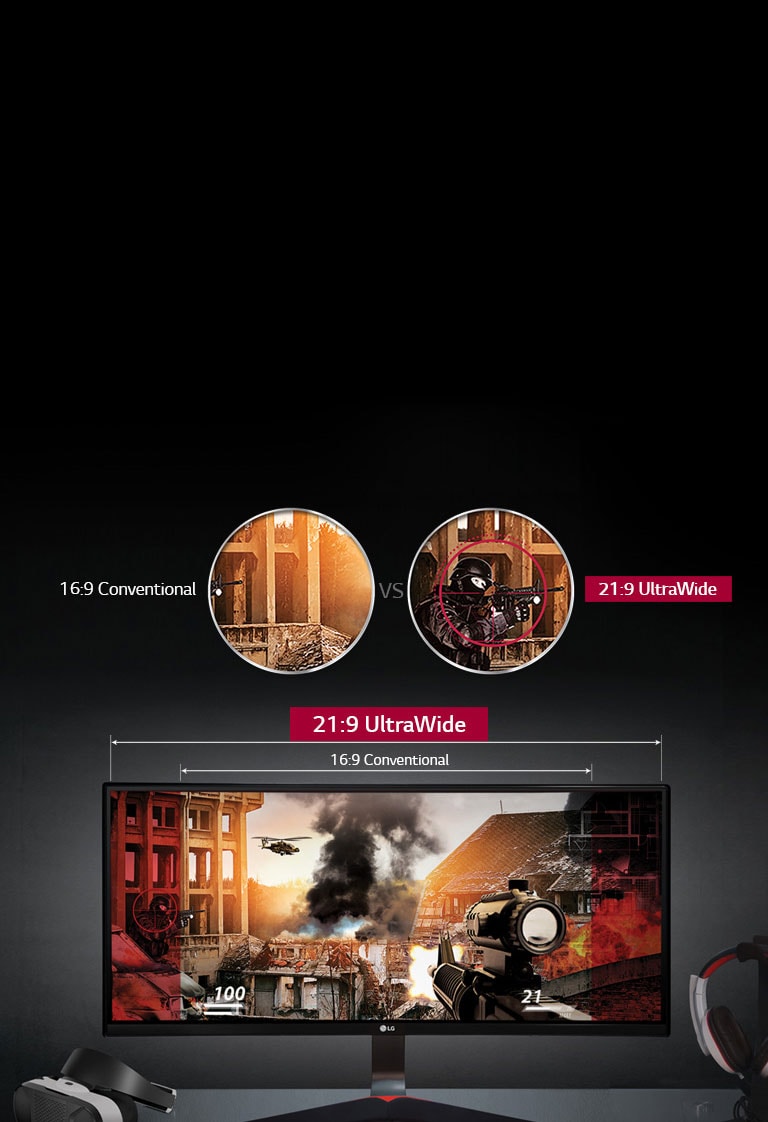 34-tollise 21:9 UltraWide monitori mängimiseks mõeldud vaateväli