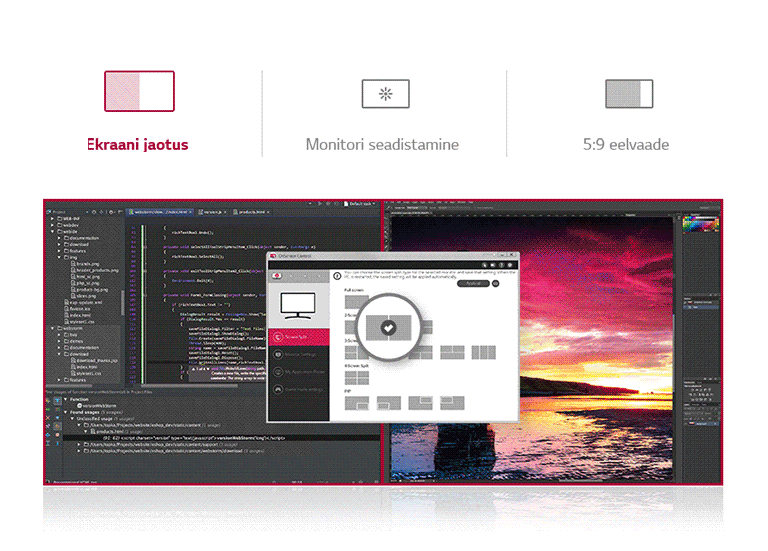 OnScreen Control – ekraani jagamine | monitori säte | 5:9 eelvaade
