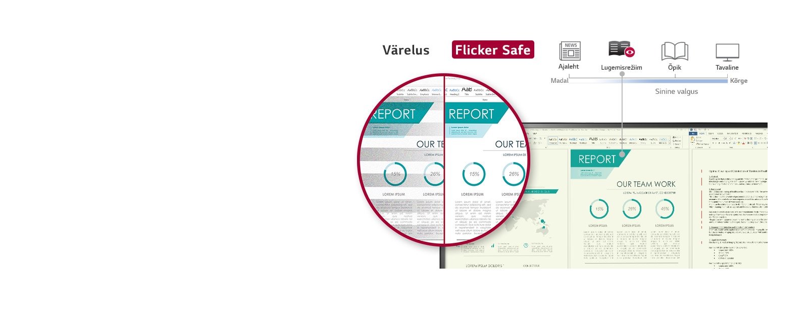 Lugemisrežiim ja Flicker Safe