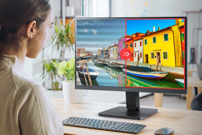 Võrdluspilt, kus paremal pool on Flicker Safe sisselülitatud ja vasakul pool ilma Flicker Safe'i kasutamata.