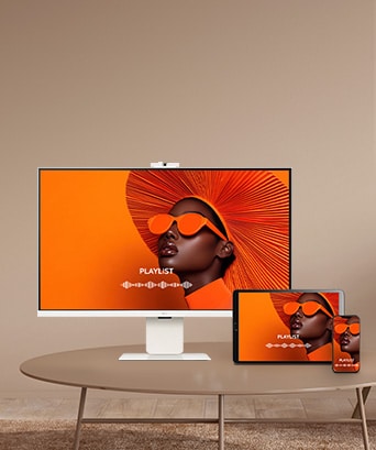 Foto, mis näitab nutika monitori peegeldusfunktsiooni.	