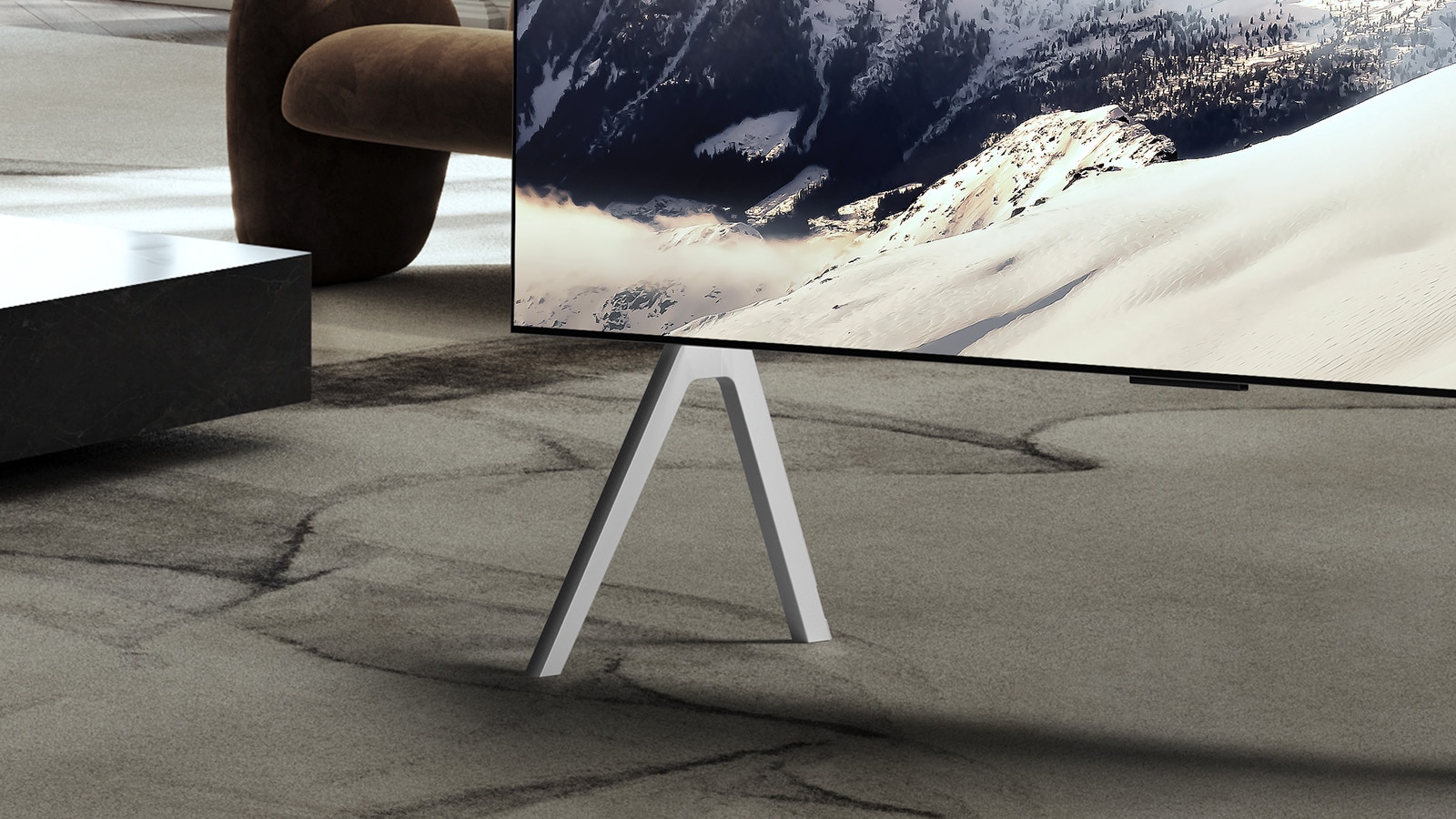 LG OLED TV üliõhukese disaini lähivõte.