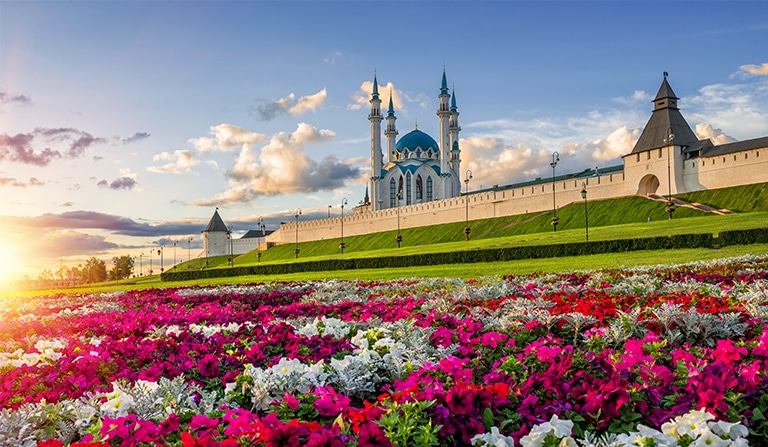 See kaart kirjeldab neljatuumalist protsessorit. Pilt lossi ümbritsevast värvilisest lillepeenrast.