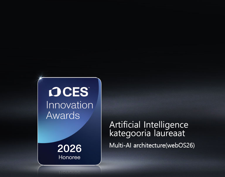 CES Innovation Awards 2026 Honoree märk on kuvatud tumedal taustal. Multi-AI Architecture on tunnustatud tehisintellekti kategoorias.