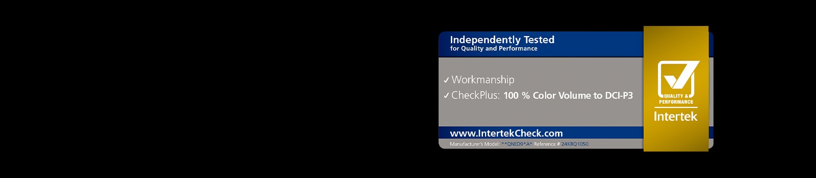 Intertreki sertifikaat 100% värvimahu kohta vastavalt DCI-P3 standardile.