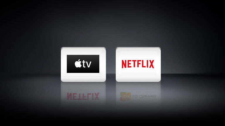 Kaks vasakult paremale kuvatavat rakenduse logot: Netflix ja Apple TV.