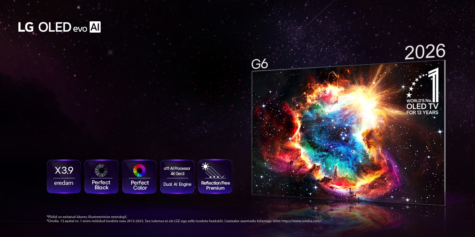 LG Gallery TV AI raamiga LX7 ART TV on varustatud Gallery Designiga, mis on paigaldatud sooja neutraalset tooni seinale, kuvades elutruud natüürmorti kaasaegses elutoas, kus on raamitud kunstiteosed, kaasaegne mööbel ja pehme looduslik valgus.