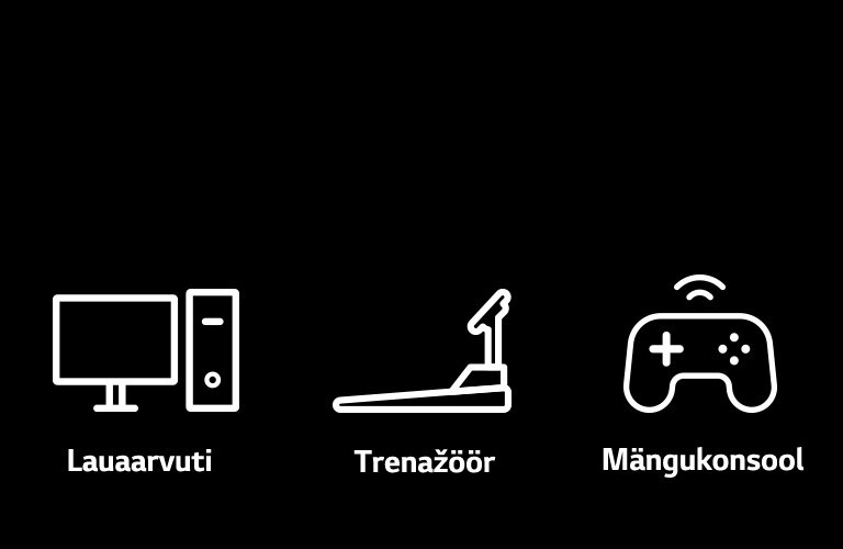 Piktogrammid lauaarvutitest, trenažööridest ja mängukonsoolist – seadmetest, mida saab kasutada funktsiooniga Plug & Wireless.