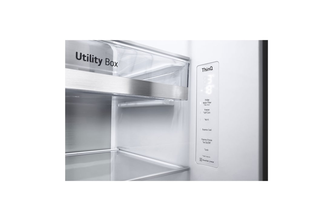 LG side by side külmik | 635L | kõrgus 1.79m | laius 91.3cm | Hõbedane | E energiaklass | WiFi | DoorCooling | Total No Frost | GSQV90MCAE, delikatessikasti vaade, GSQV90MCAE, thumbnail 9