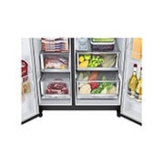 LG Side-by-Side külmikud | kõrgus 1.79m | laius 91.3cm | 635L | Must | E klass | Express Cool | DoorCooling+™| FRESHBalancer™ , sahtli vaade, GSLV71MCLE, thumbnail 4