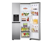 LG Side-by-Side külmik, 635L, laius 91,3cm, kõrgus 179cm, Total No Frost, eest paremalt avatud, vaade toidule, GSLV70PZTM, thumbnail 9