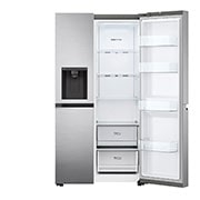 LG Side-by-Side külmik, 635L, laius 91,3cm, kõrgus 179cm, Total No Frost, eest paremalt avatud vaade, GSLV70PZTM, thumbnail 10