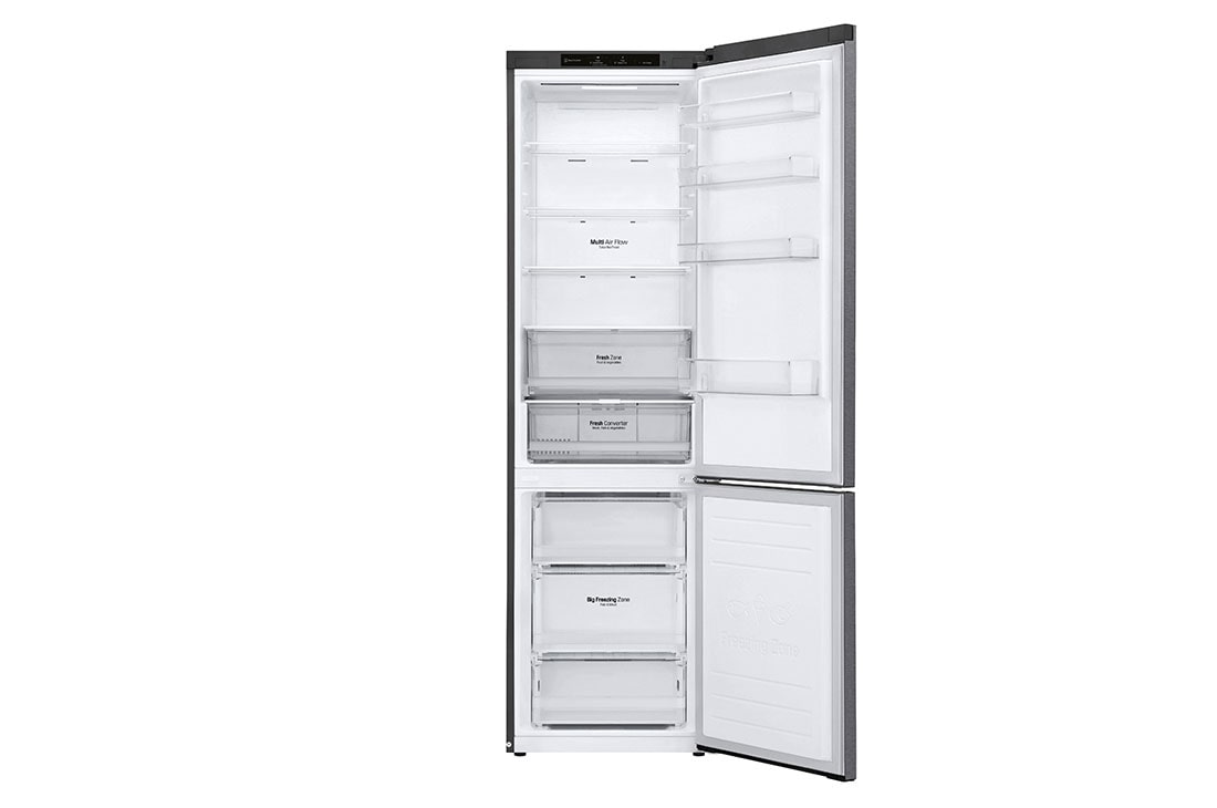LG Külmik  | 2.03m | 384L | Hõbedane |  C klass | DoorCooling | Total No Frost | GBP62MCNCC1, Front all door open without food view, GBP62MCNCC1, thumbnail 3