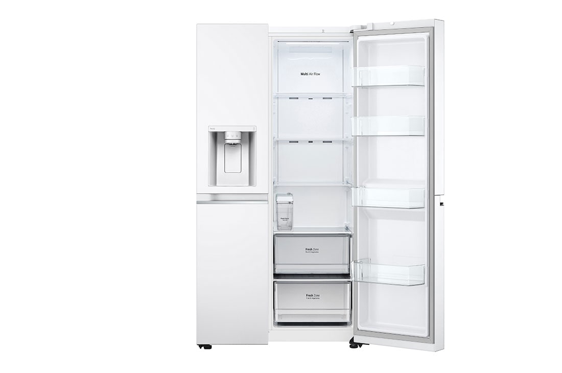 LG side by side külmik | 635L | kõrgus 1.79m | laius 91.3cm | Valge | F energiaklass | WiFi | DoorCooling | Total No Frost | GSLV71SWTM, eest paremalt avatud vaade, GSLV71SWTM, thumbnail 10