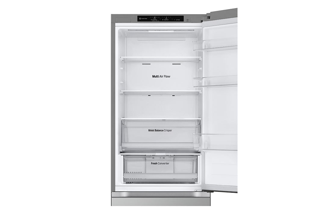 LG Külmik  | 1.86m | 344L | Hõbedane |  D klass | DoorCooling | Total No Frost | GBV3100DPY, front view with top door open , GBV3100DPY, thumbnail 8