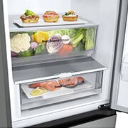 LG Külmik  | 1.86m | 344L | Hõbedane |  D klass | DoorCooling | Total No Frost | GBV3100DPY, bottom drawer with food, GBV3100DPY, thumbnail 7