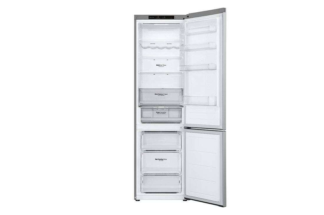 LG külmik sügavkülmikuga põhjas | 2.03m | 387L | Hõbedane | D klass | Fresh Converter™ | Veiniriiul, front view without food door open , GBV3200DPY, thumbnail 3