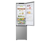 LG külmik sügavkülmikuga põhjas | 2.03m | 387L | Hõbedane | D klass | Fresh Converter™ | Veiniriiul, front view with food top door open , GBV3200DPY, thumbnail 4