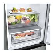LG külmik sügavkülmikuga põhjas | 2.03m | 387L | Hõbedane | D klass | Fresh Converter™ | Veiniriiul, detail view with food , GBV3200DPY, thumbnail 7